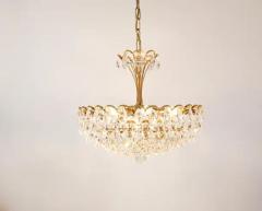 Ernst Palme Ernst Palme Palwa Hollywood Regency Gilt Brass Crystals Chandelier 1970s - 4067268