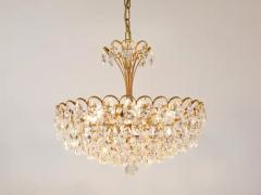 Ernst Palme Ernst Palme Palwa Hollywood Regency Gilt Brass Crystals Chandelier 1970s - 4067320