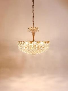 Ernst Palme Ernst Palme Palwa Hollywood Regency Gilt Brass Crystals Chandelier 1970s - 4067322