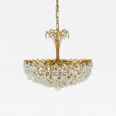 Ernst Palme Ernst Palme Palwa Hollywood Regency Gilt Brass Crystals Chandelier 1970s - 4069612