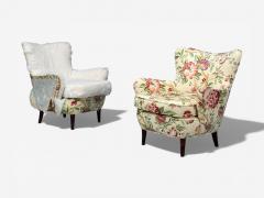 Ernst Schwadron Ernst Schwadron Style Mahogany Fabric Organic Lounge Chairs USA 1960s - 4445368