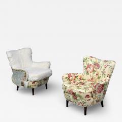 Ernst Schwadron Ernst Schwadron Style Mahogany Fabric Organic Lounge Chairs USA 1960s - 4445429