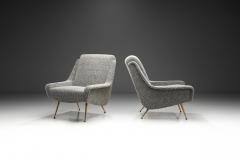 Erton Pair of Lounge Chairs with Gilded Brass Legs for Erton France circa 1950s - 3929154