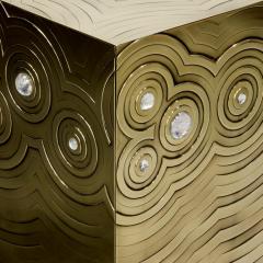 Erwan Boulloud Brass Wood Black Steel Roepa Sideboard with Inlaid Rock Crystals Atelier EB - 1673847