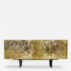 Erwan Boulloud Brass Wood Black Steel Roepa Sideboard with Inlaid Rock Crystals Atelier EB - 1676084