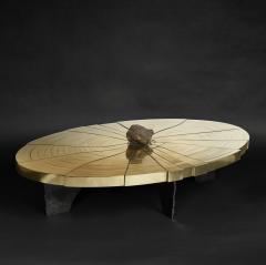 Erwan Boulloud Fracture Cosmique Brass Black Steel Coffee Table w Meteorite by Erwan Boulloud - 2553469