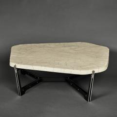 Erwan Boulloud Pentagonal White Concrete Black Steel Brass Coffee Table by Erwan Boulloud - 2690205