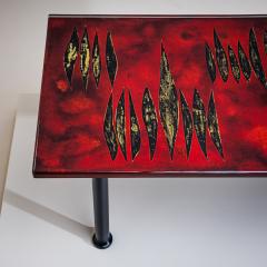Erwin Walter Burger Coffee Table with Red Enamel Top by Erwin Walter Burger 1909 1982 Italy - 4719393