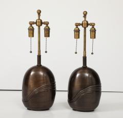 Esa Fedrigolli Pair of 1980s Signed Bronze Lamps by Esa Fedrigolli  - 3620896