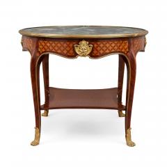 Escalier de Cristal Antique Louis XV Style Ormolu Mounted Marble and Parquetry Table by L Escalier - 2631721