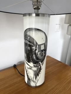 Escher Pair of Lamps Black and White MC Maurits Cornelis Escher Italy 1980s - 2869342
