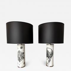 Escher Pair of Lamps Black and White MC Maurits Cornelis Escher Italy 1980s - 2879453