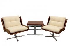 Esko Pajamies Esko Pajamies Pair of Lounge Chairs Coffee Table Rosewood and Chrome 1960s - 3933229