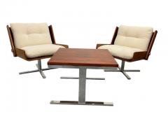 Esko Pajamies Esko Pajamies Pair of Lounge Chairs Coffee Table Rosewood and Chrome 1960s - 3933231