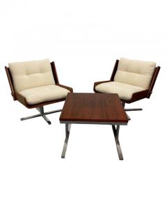 Esko Pajamies Esko Pajamies Pair of Lounge Chairs Coffee Table Rosewood and Chrome 1960s - 3933232