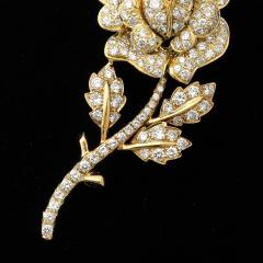 Estate 3 Carat Diamond Encrusted Rose Brooch in 18kt Gold - 4438621