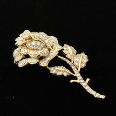 Estate 3 Carat Diamond Encrusted Rose Brooch in 18kt Gold - 4438623