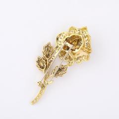 Estate 3 Carat Diamond Encrusted Rose Brooch in 18kt Gold - 4438624