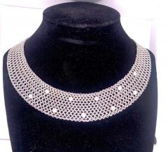 Estate Art Deco Style 18 Karat White Gold and Diamond Mesh Necklace - 2695766