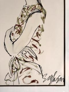 Esther Larson Portrait of Grace Mirabella Mid Century Fashion Illustration - 4559654
