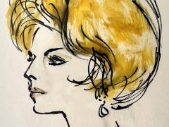 Esther Larson Portrait of Grace Mirabella Mid Century Fashion Illustration - 4559655