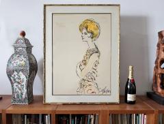 Esther Larson Portrait of Grace Mirabella Mid Century Fashion Illustration - 4559657