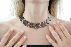 Estyn Hulbert Moonstone Black Spinel Smoky Topaz Intricate Beaded Necklace Estyn Hulbert - 4701256