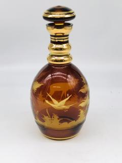 Etched to clear decanter with stag and duck  - 2637234