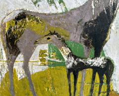 Ethel Magafan Horse and Colt in Abstract Landscape Equestrian - 4230223