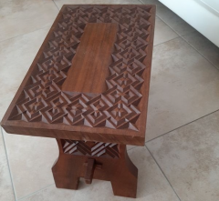 Ethnic organic engraved superb masterwork solid mahogany coffee table - 1755188