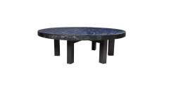 Etienne Allemeersch Etienne Allemeersch black circular resin and lapis lazuli coffee table - 1014235