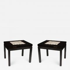 Etienne Allemeersch Rare pair of travertine inset resin side tables by Allemeersch - 1043894