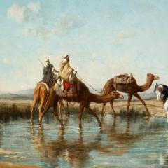 Etienne Billet French Orientalist oil painting of animals with riders by Etienne Billet - 3961322