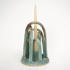 Etienne Dubernet KANDELA Pair of green glazed ceramic candle holders - 4428576