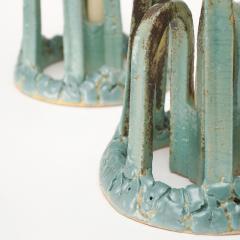 Etienne Dubernet KANDELA Pair of green glazed ceramic candle holders - 4428577