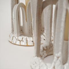 Etienne Dubernet KANDELA Pair of white glazed ceramic candle holders - 4428650