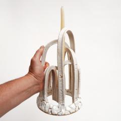 Etienne Dubernet KANDELA Pair of white glazed ceramic candle holders - 4428653