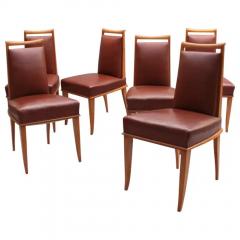 Etienne Henri Martin Set of 6 Fine French Art Deco Dining Chairs by Etienne Henri Martin - 3614405