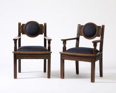 Etienne Kohlmann Dark Stained Armchair Side Chair by Etienne Kohlmann France c 1940s - 3653955