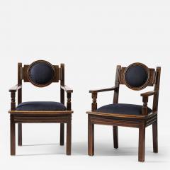 Etienne Kohlmann Dark Stained Armchair Side Chair by Etienne Kohlmann France c 1940s - 3658599