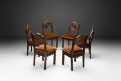 Etienne Kohlmann Set of Six Oak and Mohair Dining Chairs by Etienne Kohlmann France 1930s - 4385277