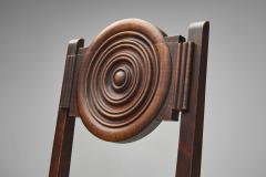 Etienne Kohlmann Set of Six Oak and Mohair Dining Chairs by Etienne Kohlmann France 1930s - 4385279