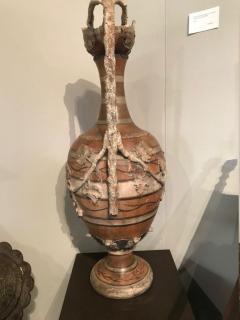 Etruscan style terracotta ewer with wine leaf motifs - 1397634