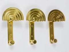 Ettore Sottsass 13x Ettore Sottsass Postmodern Brass Wall Coat Hooks 1985 Valli Valli Italy - 4070178