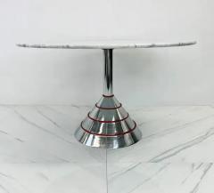 Ettore Sottsass 1980s Post Modern Memphis Milano Style Dining Table Carrara Marble Top - 3176535