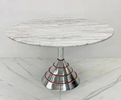 Ettore Sottsass 1980s Post Modern Memphis Milano Style Dining Table Carrara Marble Top - 3176553