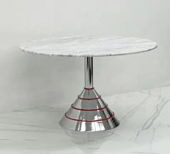 Ettore Sottsass 1980s Post Modern Memphis Milano Style Dining Table Carrara Marble Top - 3176554