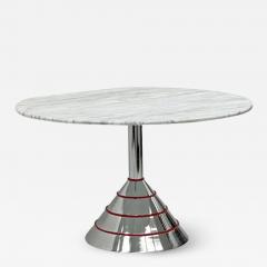 Ettore Sottsass 1980s Post Modern Memphis Milano Style Dining Table Carrara Marble Top - 3178861