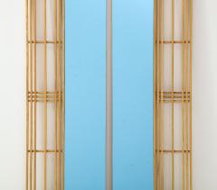 Ettore Sottsass Ettore Sottsass Style 1980s Oak Frame With Blue Glass Two Piece Mirror - 4430746