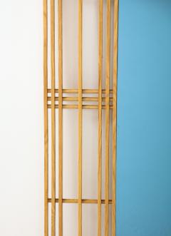 Ettore Sottsass Ettore Sottsass Style 1980s Oak Frame With Blue Glass Two Piece Mirror - 4430747